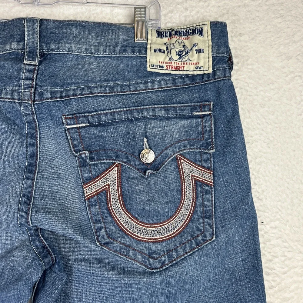 TRUE RELIGION JEANS Straight WFLPS Red Stitching Sz 42 (43x34).